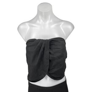 Olivaceous Women's Black Sleeveless Strapless Bandeau Wrap Crop Tube Tank Top M
